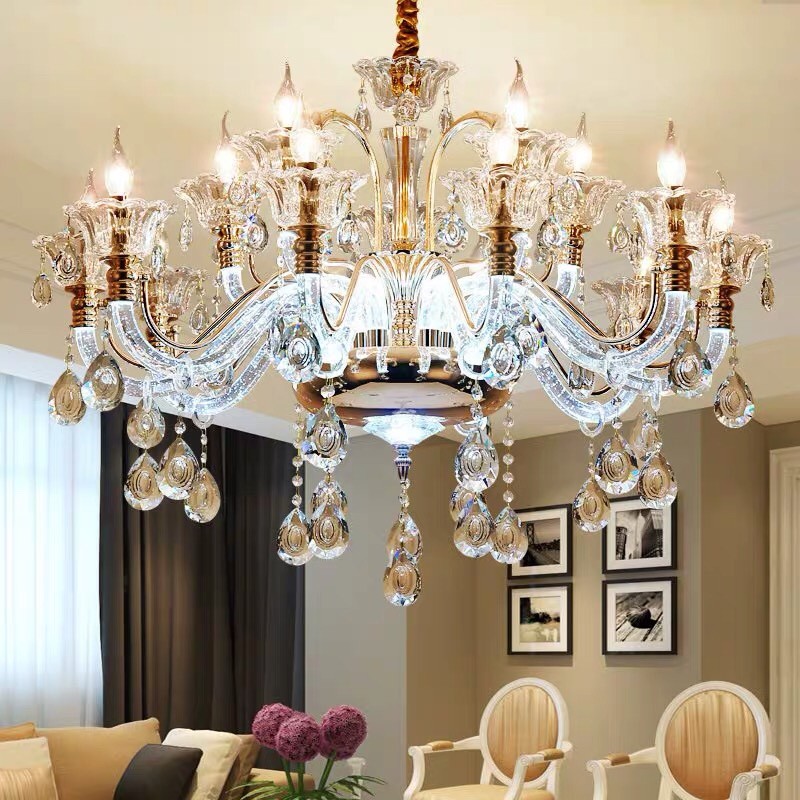 Đèn chùm pha lê hoàng kim (15 bóng)