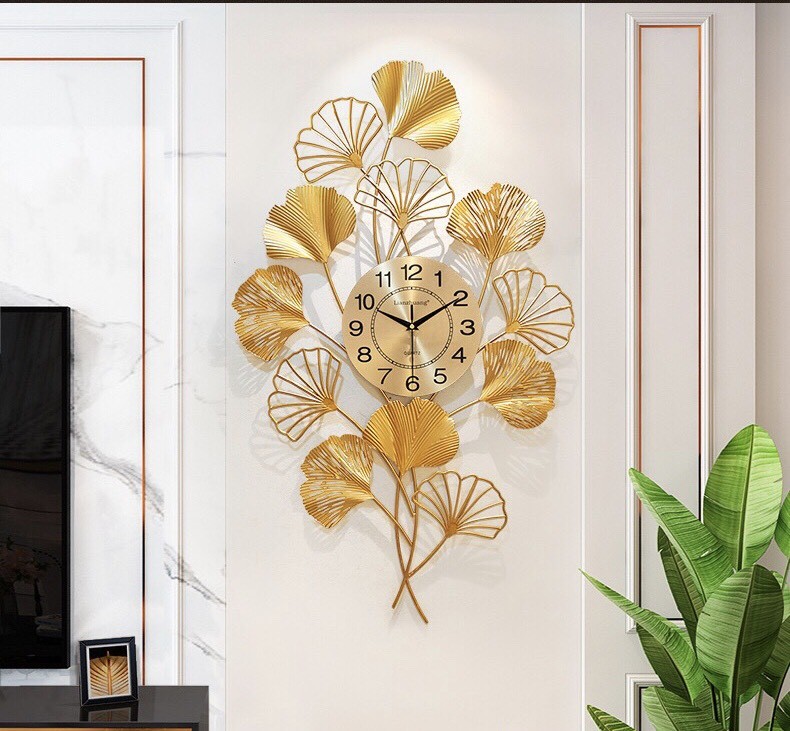 Đồng hồ decor lá đứng
