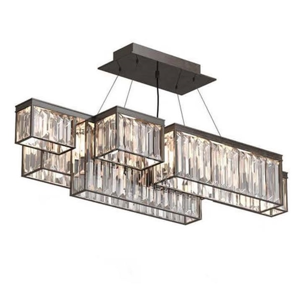 Đèn chùm pha lê khung đen HTPL-314 Dài 1m5
